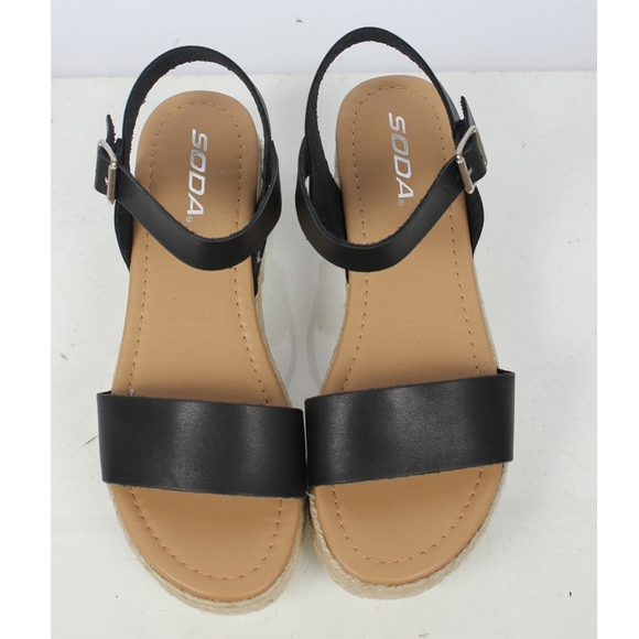 Black Open Toe Ankle Strap Espadrille Sandal - Picture 4 of 5